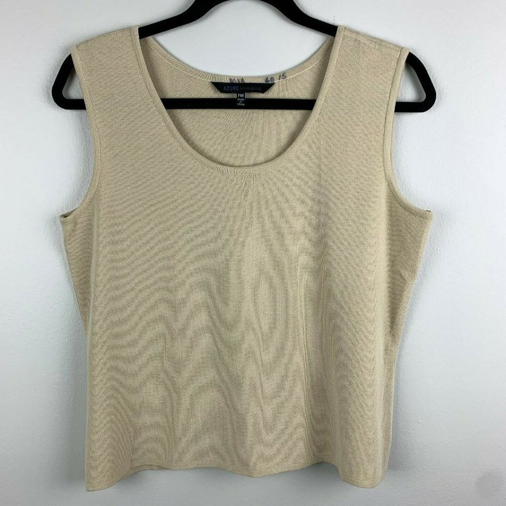 Ming Wang Azure Womens Shell Tank Top Tan Size Petite Medium Layer Comfort